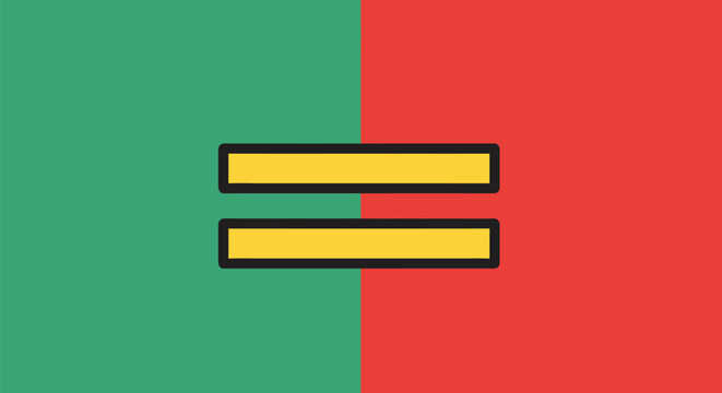 Mathematical equals sign icon with bold outlines.