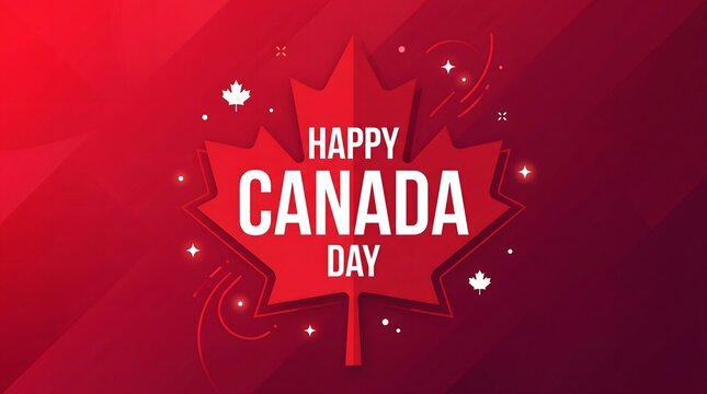 Happy canada day celebration festive red maple leaf graphic for july 1st national holiday greetings and marketing