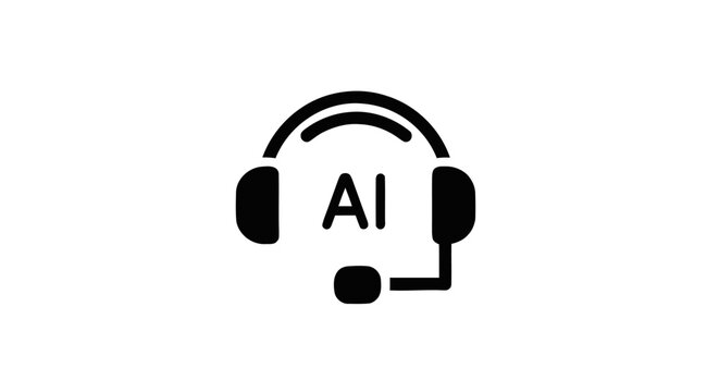 Artificial Intelligence Headset Icon Design.