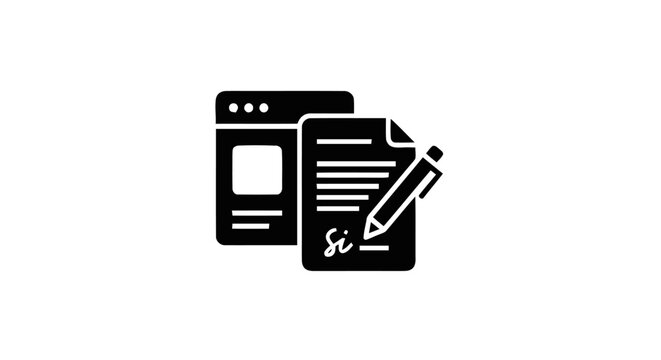 Black and white document icon design.