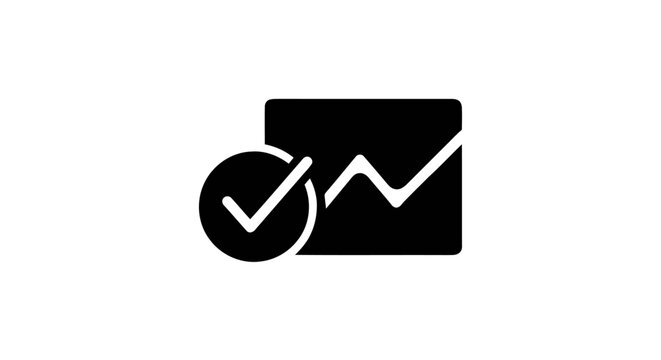Black and white graph icon symbol.
