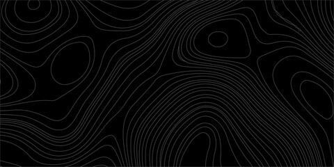 Black topographic map line vector background. Dark abstract wavy line contour texture for banner, poster, and wallpaper, geographic elevation maps. © Creative Arts