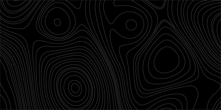 Black topographic map line vector background. Dark abstract wavy line contour texture for banner, poster, and wallpaper, geographic elevation maps.