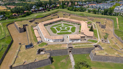 Obraz premium Aerial view of a historic pentagonal star fortress San Pedro in Jaca - Spain
