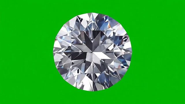 A brilliant round cut diamond isolated on a solid green background