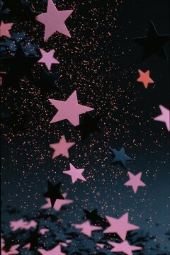 Floating stars and glitter create a night scene with a magical feel, perfect for celebrations or events