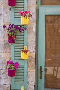 Architectural detail on house in Rethymno, Crete island, Greece