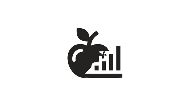 Black Apple Logo With Bar Graph.