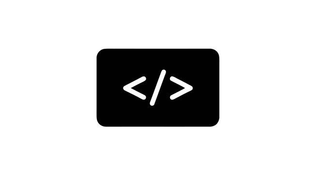 Black coding symbol on rectangle.