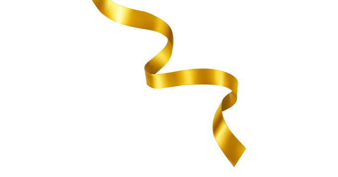 Golden ribbon on transparent background, PNG image