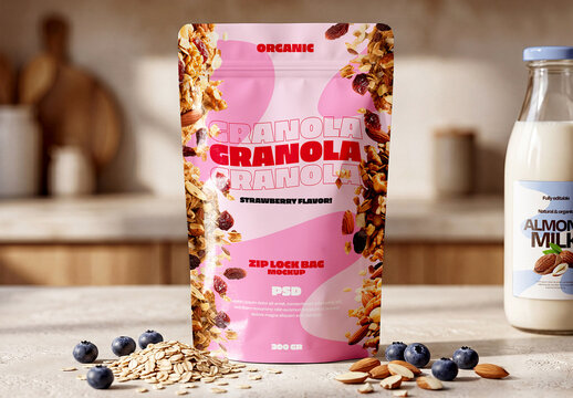Stand Up Zip Lock Pouch Bag Packaging Mockup