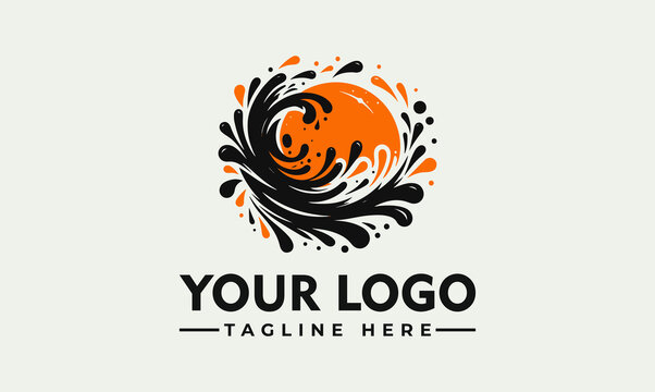 Modern abstract water splash and sun vector logo illustration design