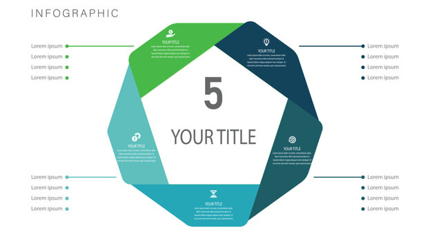 Modern 5 Step Circular Process Infographic Template with Business Strategy Concept