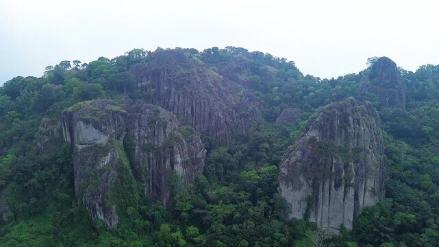 Ancient Nglanggeran Volcano Landscape in Yogyakarta, Indonesia. Scenic Mountain and Giant Rock Formation