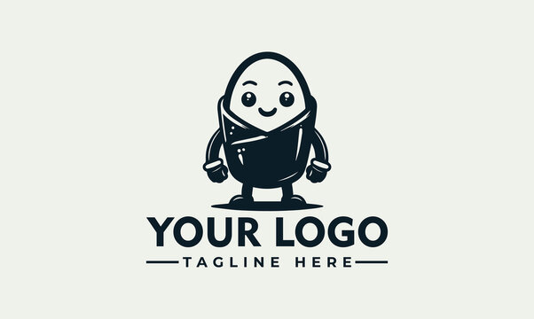 Cute egg mascot character vector logo illustration for food brand