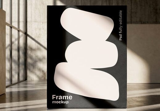 Large Canvas Frame Mockup in Gallery Interior