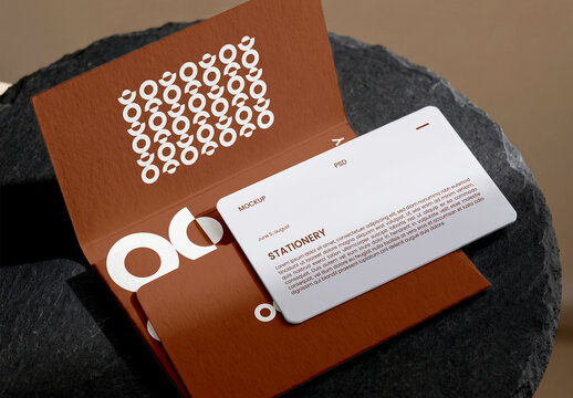 Folded Card and Envelope Stationery Mockup