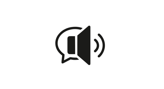 Black speaker icon with sound waves.