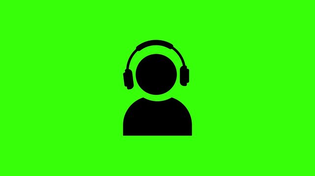 Customer Support Agent Icon Animated Loop On Green Screen Background