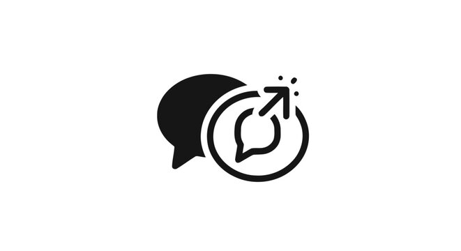 Black speech bubble with leaf icon.