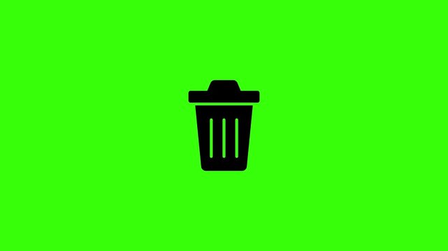Trash Bin Icon Elastic Pop In Green Screen Animation