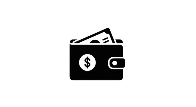 Black wallet with dollar cash.