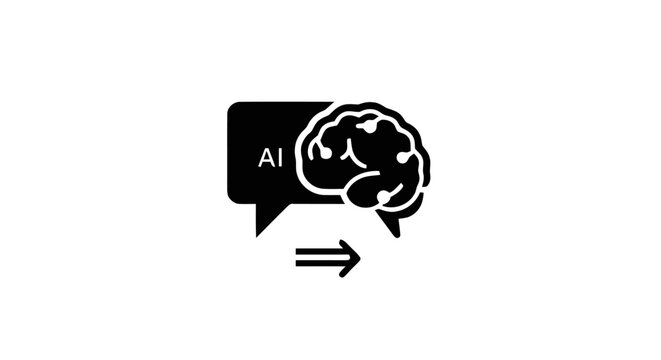 Brain with AI speech bubble.