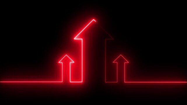Animated neon glowing arrows motion graphics background loop.