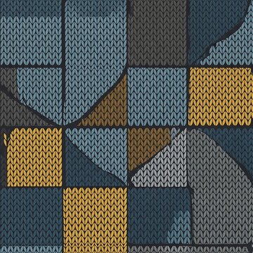 Abstract geometric pattern with interlocking triangles in muted colors.