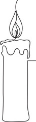 Naklejka premium Burning candle flame continuous line art vector illustration. 
