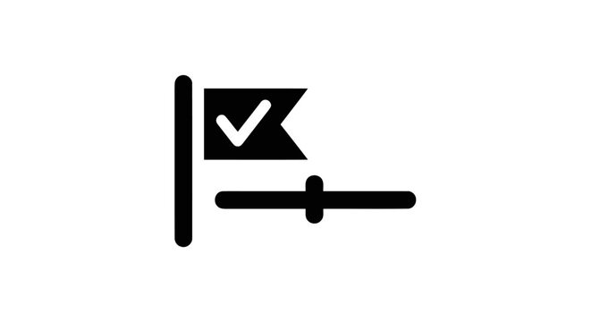 Check mark flag icon symbol.