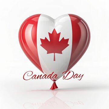 Heart Shaped Canada Flag Balloon Symbol For National Celebration.