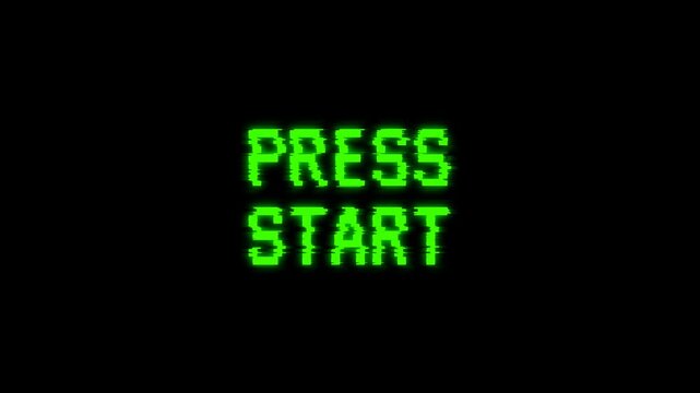 Retro video game press start screen.