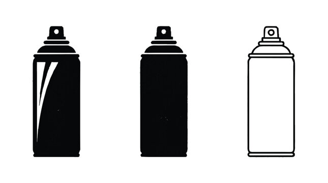 Three views of a spray paint can