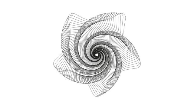 Geometric spirograph pattern features dark elements. Visualizes hypnotic motion. Enhances modern digital projects.