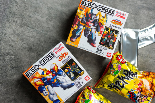 Bangkok, Thailand - June 23, 2026 : Wataru Figure Box. Features 1 randomly enclosed mini-assembly model figure. Released by the popular Thai snack brand ODEN-YA