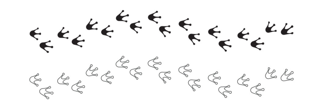Dinosaur Footprints Vector Set &ndash; Prehistoric Animal Track Marks Silhouette and Outline Icons Collection