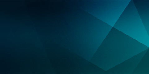 Obraz premium Abstract dark teal and blue geometric low poly background. Modern 3D polygon crystal shapes with gradient light for corporate presentation, technology banner, or cyber security backdrop.