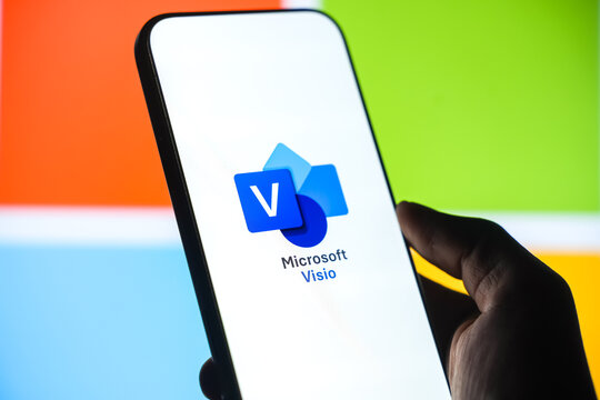 Microsoft Visio logo is displayed on a smartphone screen in Bangalore, India, on June 25, 2026
