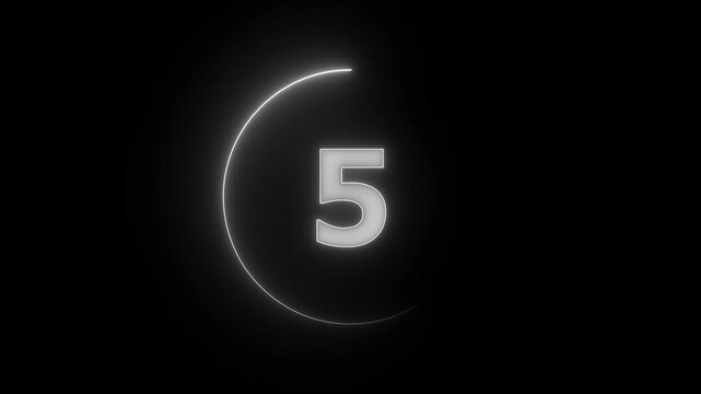 20 second countdown timer animation, neon number text glowing from 0 to 20, with attractive circle animation. Circle countdown timer 20 second animation graphics transparent background electric saber