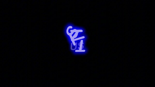 Exclusive Blue Neon Sign 'VISIT US' Seamless Loop on Transparent Alpha Channel, Ideal for Web and Corporate Landing Pages