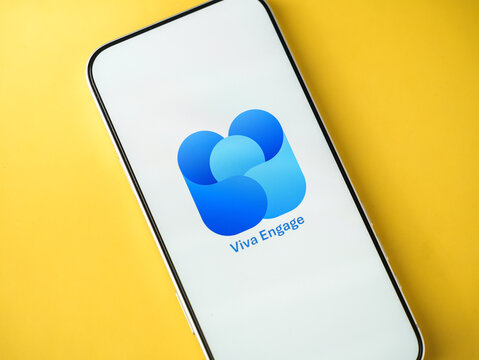 Microsoft VIVA Engage logo is displayed on a smartphone screen in Bangalore, India, on June 25, 2026
