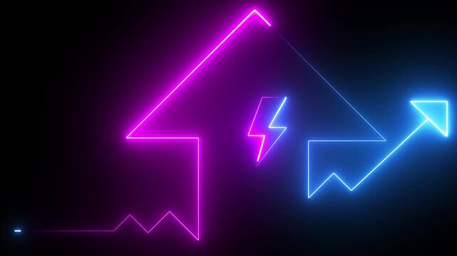 Neon line Financial growth animation icon with dollar and rising bar chart arrow for investment and profit concept. Business money profit icon animation