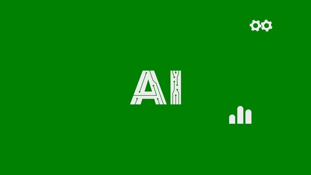 AI Training, Artificial Intelligence Training, AI Learning Process, AI Model Training, Teaching AI, Learning from Data - Minimal Flat Design Motion Graphics Clip, Green Screen, 7.5% Gray