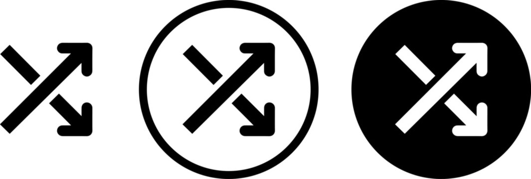 Shuffle icon set, random play button symbol, vector illustration