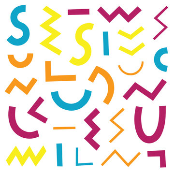Bright Colorful Memphis Geometric Shape Seamless Pattern Background