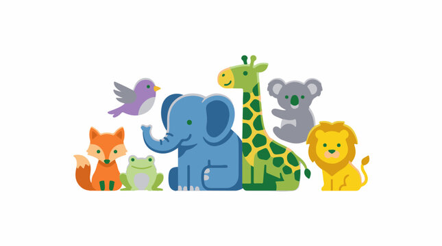 A colorful illustration of eight animals (1)