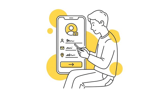 A close up view of a person s hands using a touchscreen device to update their profile information within a mobile application illustrating modern digital interaction and online activity