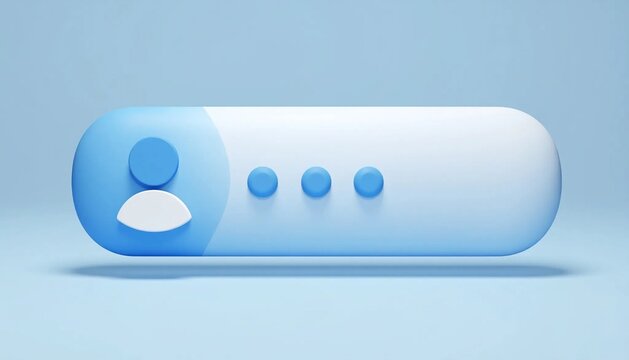 3D rounded rectangle login form with avatar circle icon isolated on wh