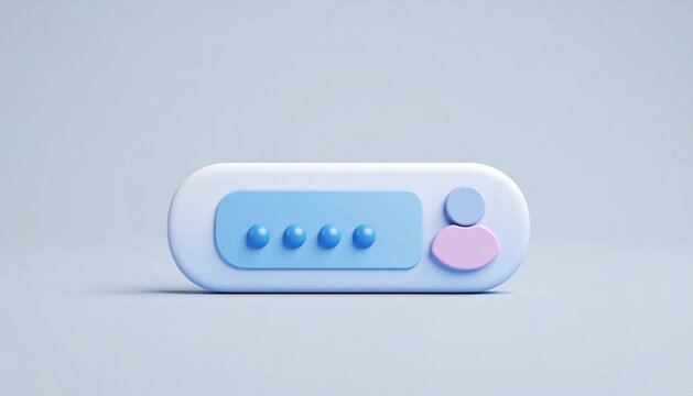 3D rounded rectangle login form with avatar circle icon isolated on wh